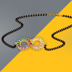 Infinity Infinite Love Colorful Rainbow Baguette Cz Mangalsutra Chain