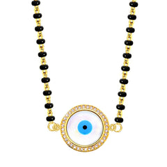 Turkish Evil Eye Nazariya Mother Of Pearl Zircon American Diamond Charm Mangalsutra For Women
