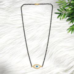 Turkish Oval Evil Eye Nazariya Mother Of Pearl Zircon American Diamond Charm Mangalsutra For Women