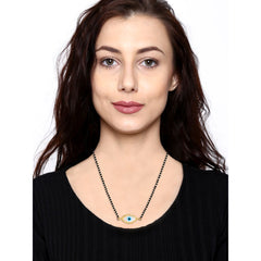 Turkish Oval Evil Eye Nazariya Mother Of Pearl Zircon American Diamond Charm Mangalsutra For Women
