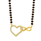 Infinity Heart Love Zircon American Diamond 22K Gold Plated Mangalsutra For Women