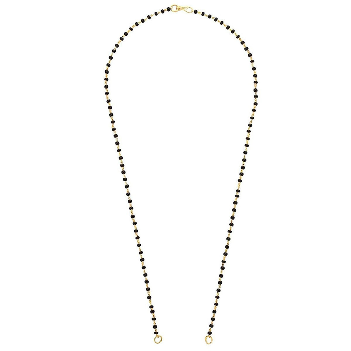 1Mm Glass Black Mani Beads 22K Gold Plated 17 Inch Mangalsutra Combo Chain For Women