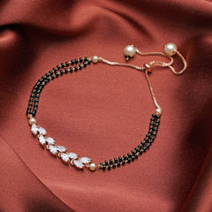 Stylish Baguette Cz Slider Expandable Hand Wrist Mangalsutra Bracelet