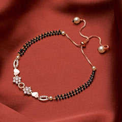Crystal Charms Ball Slider Expandable Hand Wrist Mangalsutra Bracelet