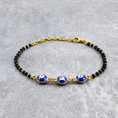Evil Eye Gold Beads Hand Mangalsutra Bracelet For Women