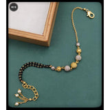 Two Tone Beads Layer Pearl Copper Gold Black Adjustable Hand Mangalsutra Women