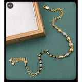 Two Tone Oval Beads Layer Pearl Copper Gold Adjustable Hand Mangalsutra