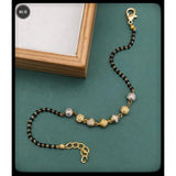 Two Tone Round Beads Copper Gold Black Adjustable Hand Mangalsutra Women