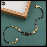 Pearl Beads Layer Copper Gold Black Adjustable Hand Mangalsutra Women