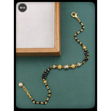 Pearl Beads Copper Gold Black Adjustable Hand Mangalsutra For Women