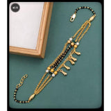 Tripal Layer Beads Pearl Copper Gold Black Adjustable Hand Mangalsutra Women