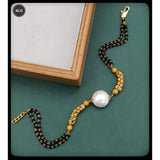 Dual Beads Layed Pearl Copper Gold Black Adjustable Hand Mangalsutra Women