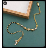 Tow Tone Oval Beads Copper Gold Black Adjustable Hand Mangalsutra Women