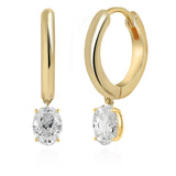 Brass 18k Rose Gold Oval Shape Crystal Clip On Earring Pair For Women