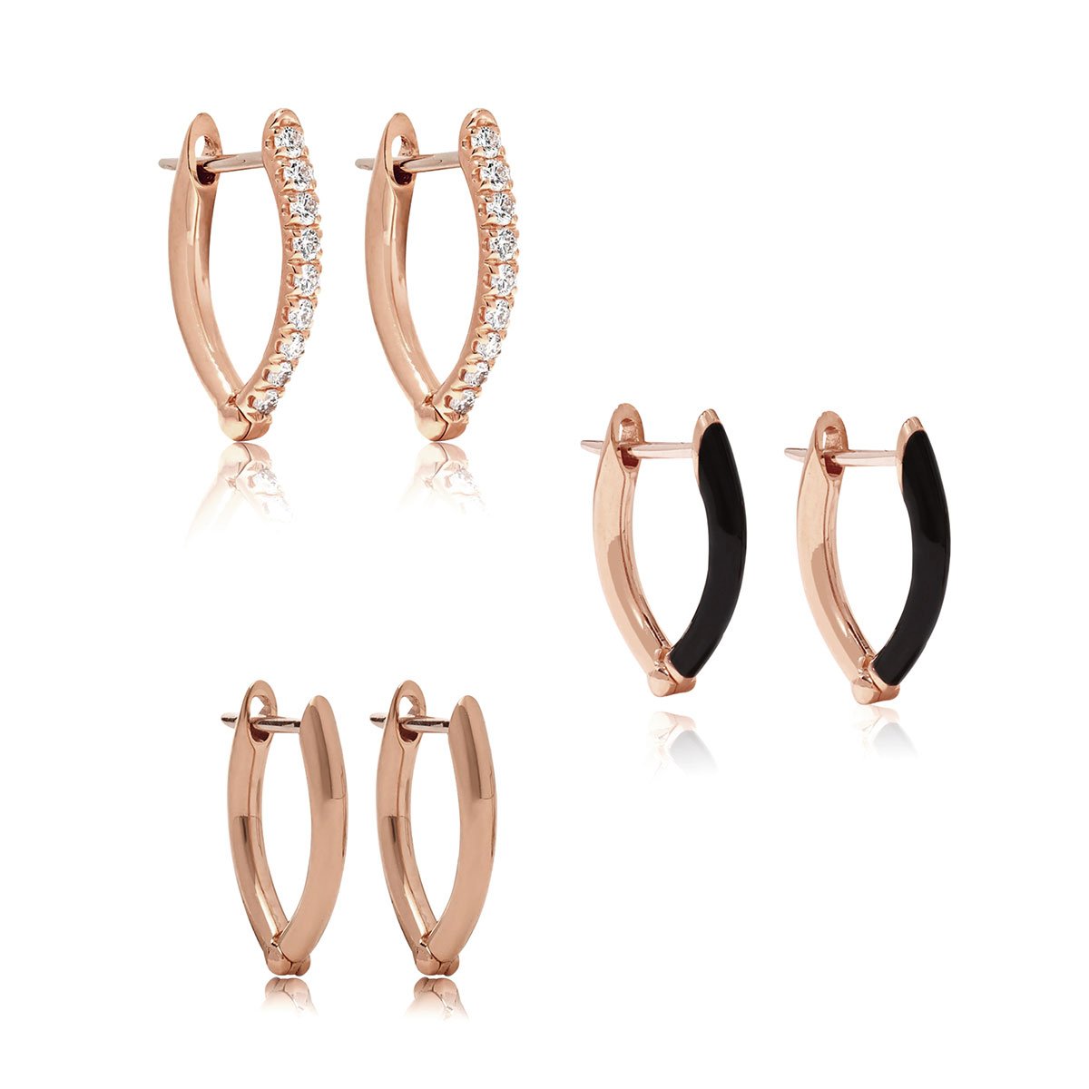 Brass 18k Rose Gold Everyday Stackable Combo Earrings Earring Pair For Women