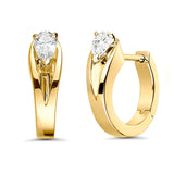 Brass 18k Rose Gold Pear Crystal Solitaire Huggie Earring Pair For Women