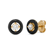Brass 18k Rose Gold Enamel Disc Stud Earring Pair For Women