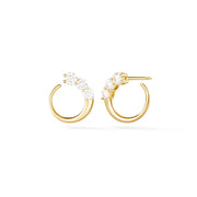 Brass 18k Rose Gold Front To Back Graduating Stud Earring Pair For Women