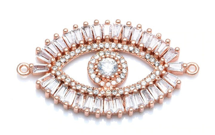 Turkish Rose Gold Evil Eye Cubic Zirconia Diamond Centre Pcs For Women