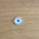 Silver Blue Evil Eye Nazariya Lucky Cubic Zirconia American Diamond Centre Pcs For Women