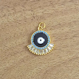 Gold Black Evil Eye Nazariya Cubic Zirconia American Diamond Pendant Necklace For Women