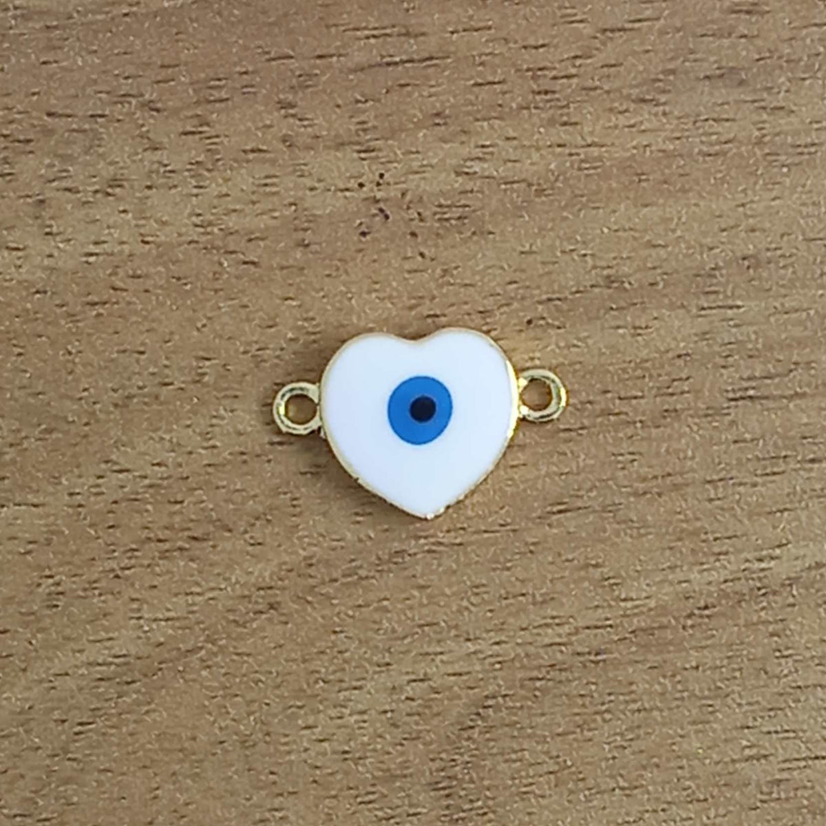 Heart Evil Eye Nazariya White Gold Enamel Charm Centre Pcs Women
