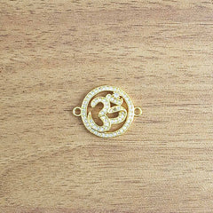 Aum Om 18K Gold Cubic Zirconia American Diamond Centre Pcs For Women
