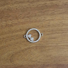 Heart Silver Cubic Zirconia American Diamond Centre Pcs For Women