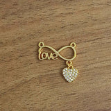 Infinity Heart Love Gold Cubic Zirconia American Diamond Centre Pcs For Women