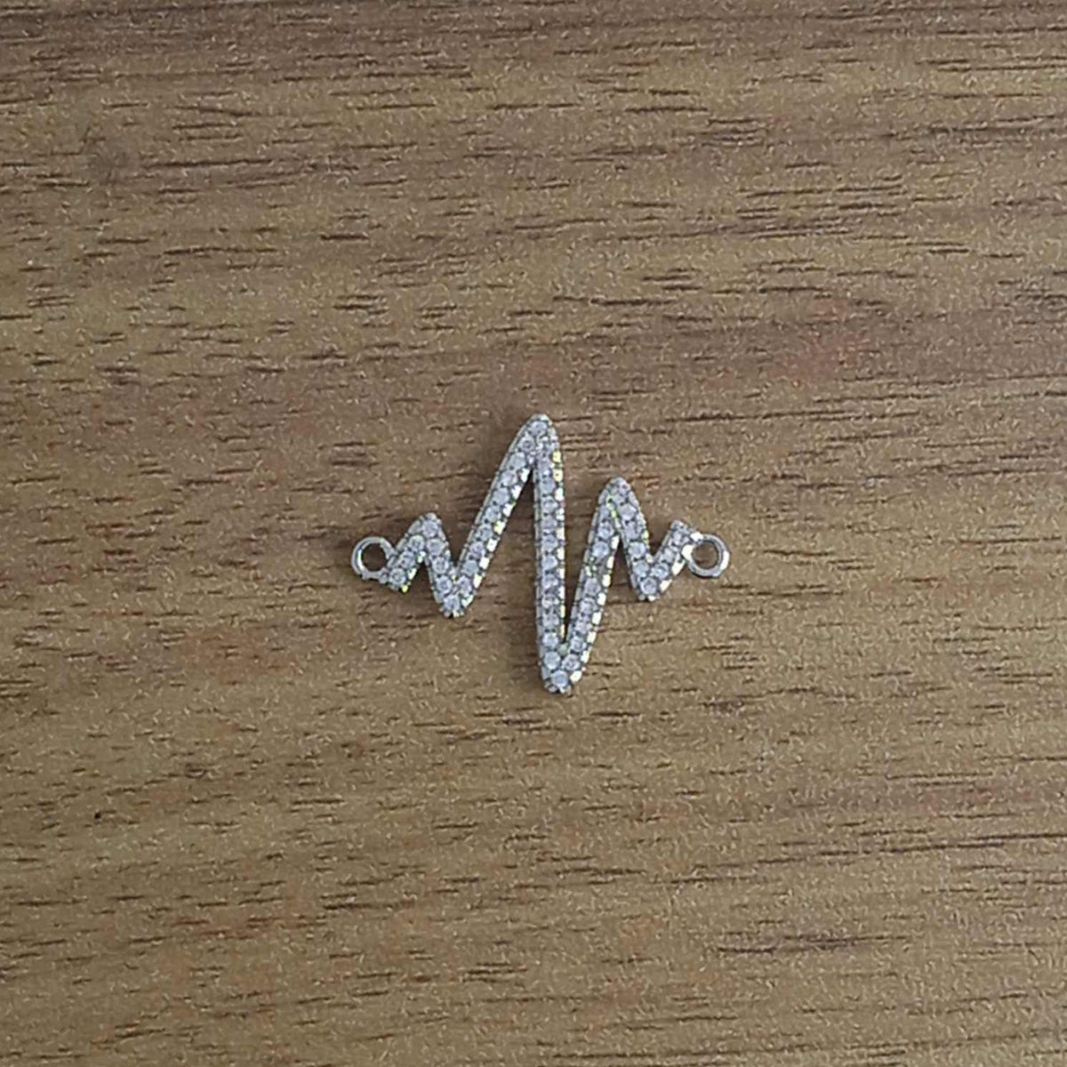 Lightning Pulse Lifeline Heartbeat Cardiogram Silver Cubic Zirconia Centre Pcs For Women