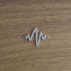Lightning Pulse Lifeline Heartbeat Cardiogram Silver Cubic Zirconia Centre Pcs For Women
