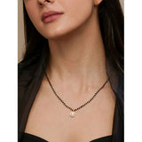 Copper Tiny Solitaires Cubic Zirconia Gold Black Neck Mangalsutra For Women