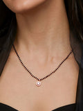 Copper Tiny Solitaires Cubic Zirconia Gold Black Neck Mangalsutra For Women