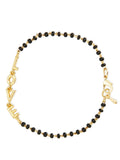Copper Love Heart Black Beads Gold Hand Mangalsutra Bracelet For Women