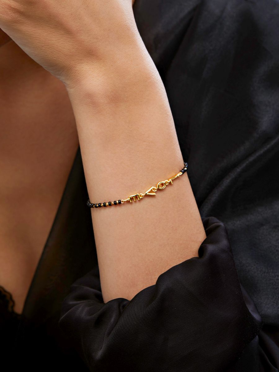 Black Gold Bracelet Elegant Black Bracelet Women 4mm Pearl - Etsy
