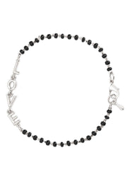 Copper Love Heart Black Beads Gold Hand Mangalsutra Bracelet For Women