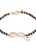 Copper Mother Of Pearl Heart Evil Eye Gold Hand Mangalsutra Bracelet For Women