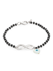 Copper Mother Of Pearl Heart Evil Eye Gold Hand Mangalsutra Bracelet For Women