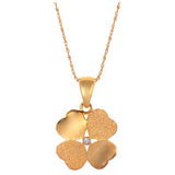 4 Petal Gold Plated Flower American Diamond Pendant Chain For Women