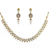 Reverse American Diamond Kundan Look Choker Necklace Earring Set