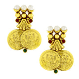 Red Pearl Lakshmi Gold Coin Temple Antique Necklace Earring Set