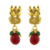 Red Temple Antique 22K Gold Plated Traditional Necklace Earring Set