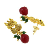 Red Temple Antique 22K Gold Plated Traditional Necklace Earring Set