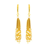 Long Light Weight Gold Brass Collar Necklace Earring Set For Women