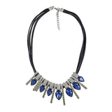 Delicate Oxidized Silver Faceted Blue Pear Crystal Cz Necklace