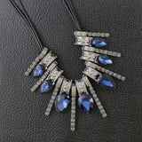 Delicate Oxidized Silver Faceted Blue Pear Crystal Cz Necklace