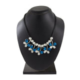 Butterfly Blue White Crystal American Diamond Silver Plated Necklace