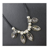 Stylish Marquise Black Crystal Cz American Diamond Silver Necklace