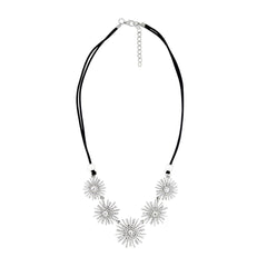 Party Star Flower Crystal Cz American Diamond Silver Plated Necklace