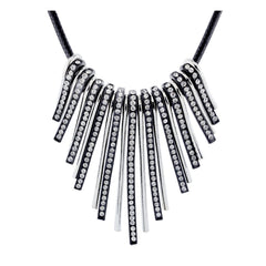 Tribal Oxidized Black Antique Silver Cz American Diamond Necklace